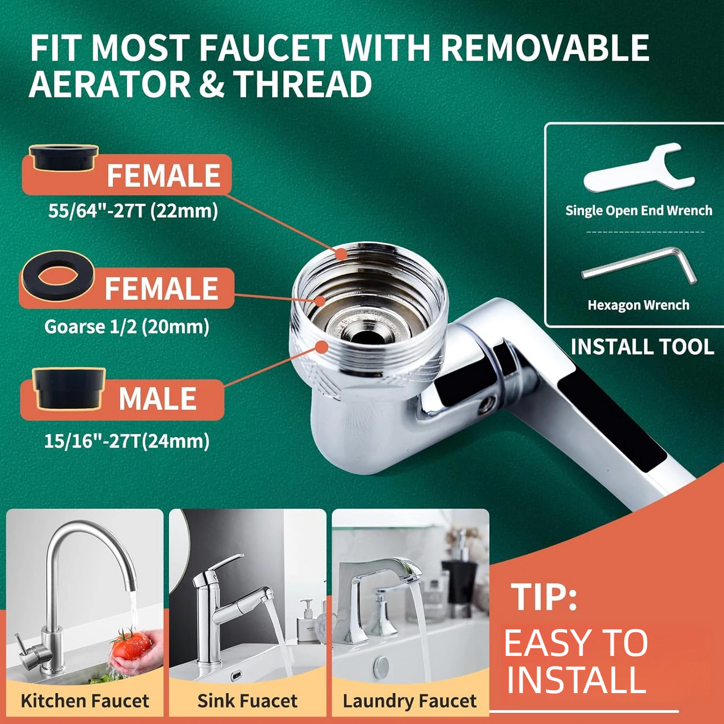 Logotide® 1080° Swivel Faucet - Multifunctional Universal Robotic Arm-up