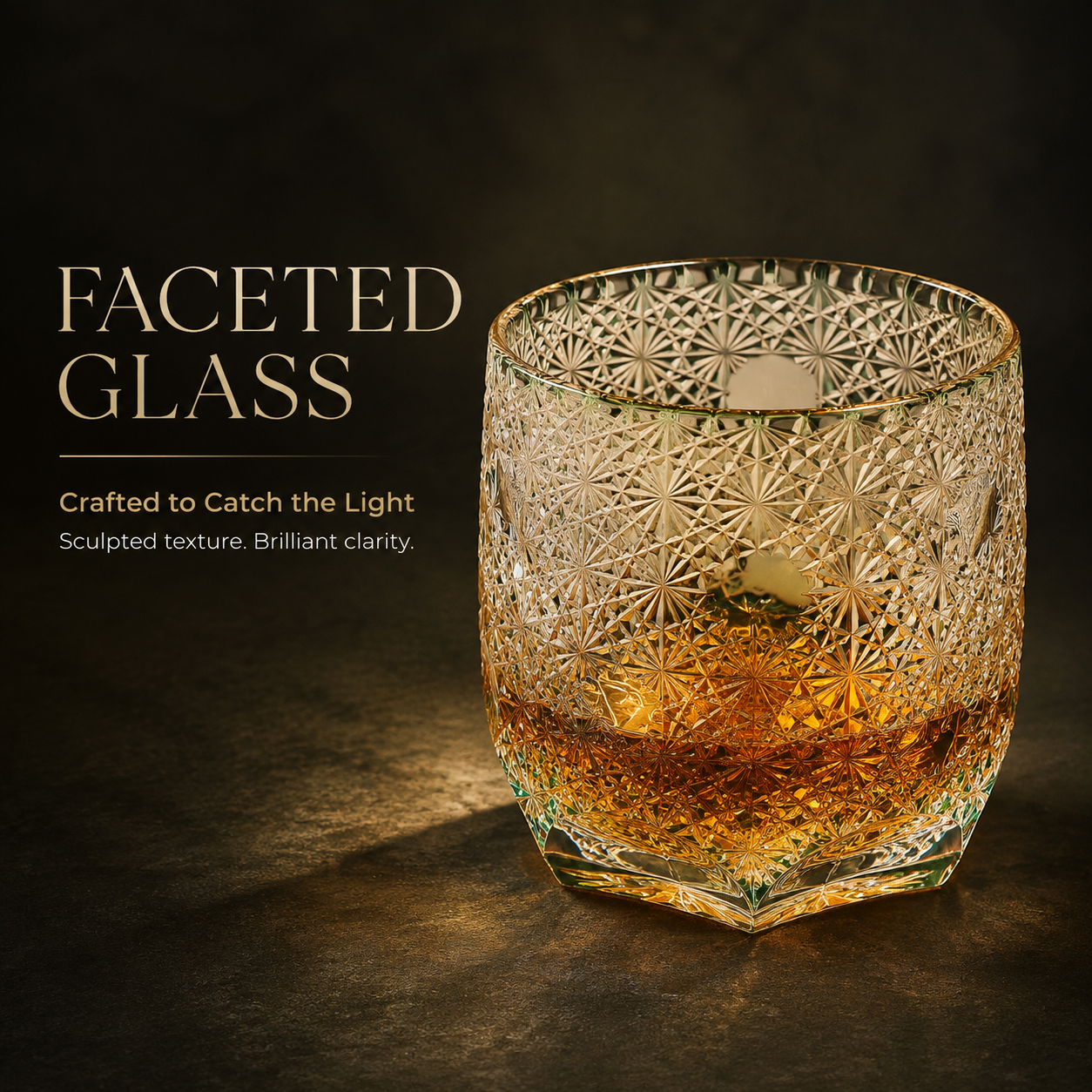 Delovira Edo Style Kiriko Crystal Whiskey Glasses Set of 2