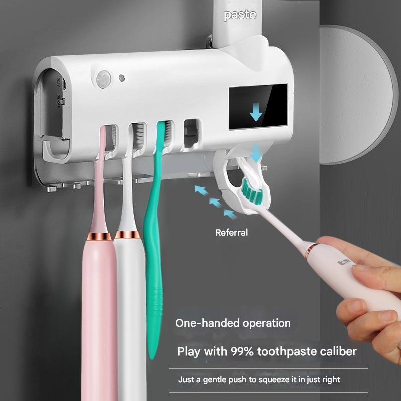 Logotide® Smart Solar-Powered UV Toothbrush Sanitizer, Combining Toothbrush Storage and Automatic Toothpaste Dispensing
