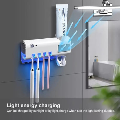 Logotide® Smart Solar-Powered UV Toothbrush Sanitizer, Combining Toothbrush Storage and Automatic Toothpaste Dispensing