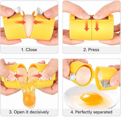 Logotide® 2026 New Raw Egg Cracking Tool, Stainless Steel Eggshell Breaker / Cutter, Kitchen Gadget for Hard-Boiled Egg Peeling, Egg Cubes, and Egg White Separation, Handheld and Easy for Daily Use
