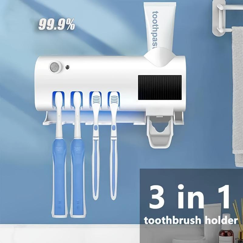 Logotide® Smart Solar-Powered UV Toothbrush Sanitizer, Combining Toothbrush Storage and Automatic Toothpaste Dispensing