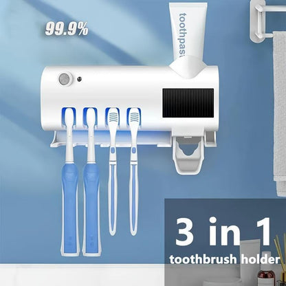 Logotide® Smart Solar-Powered UV Toothbrush Sanitizer, Combining Toothbrush Storage and Automatic Toothpaste Dispensing