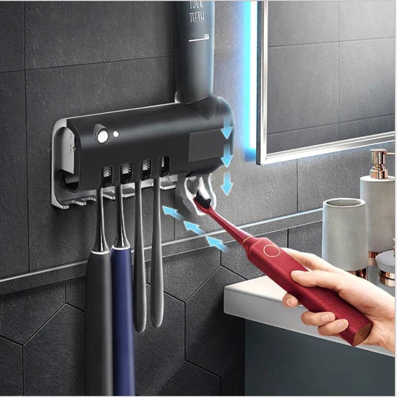Logotide® Smart Solar-Powered UV Toothbrush Sanitizer, Combining Toothbrush Storage and Automatic Toothpaste Dispensing