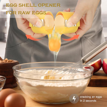Logotide® 2026 New Raw Egg Cracking Tool, Stainless Steel Eggshell Breaker / Cutter, Kitchen Gadget for Hard-Boiled Egg Peeling, Egg Cubes, and Egg White Separation, Handheld and Easy for Daily Use