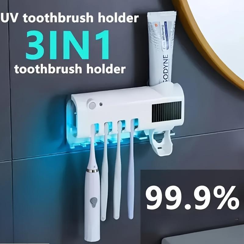 Logotide® Smart Solar-Powered UV Toothbrush Sanitizer, Combining Toothbrush Storage and Automatic Toothpaste Dispensing