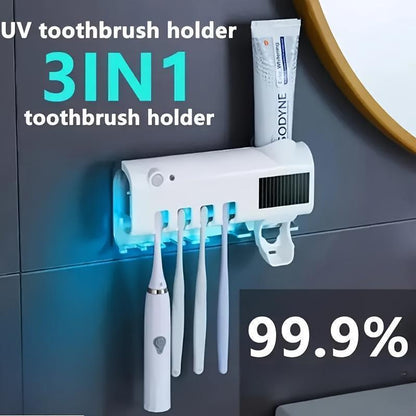 Logotide® Smart Solar-Powered UV Toothbrush Sanitizer, Combining Toothbrush Storage and Automatic Toothpaste Dispensing