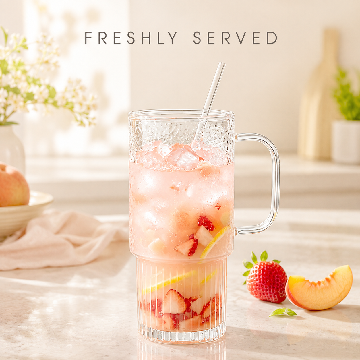 Delovira 32 oz Glass Tumblers with Handle