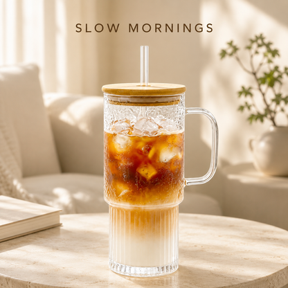 Delovira 32 oz Glass Tumblers with Handle