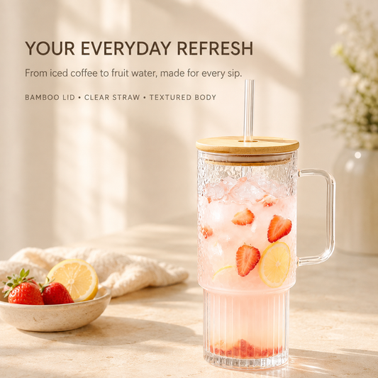 Delovira 32 oz Glass Tumblers with Handle