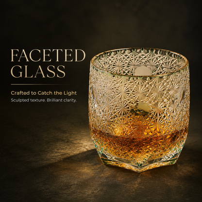 Delovira Edo Style Kiriko Crystal Whiskey Glasses Set of 2