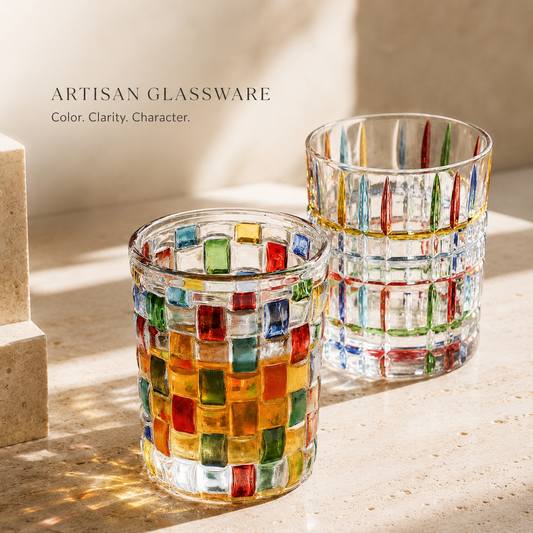 Delovira Colored Stained Glass Drinking Glasses