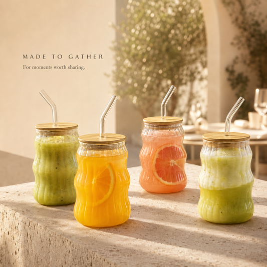Delovira Ripple Glass Tumbler Cups